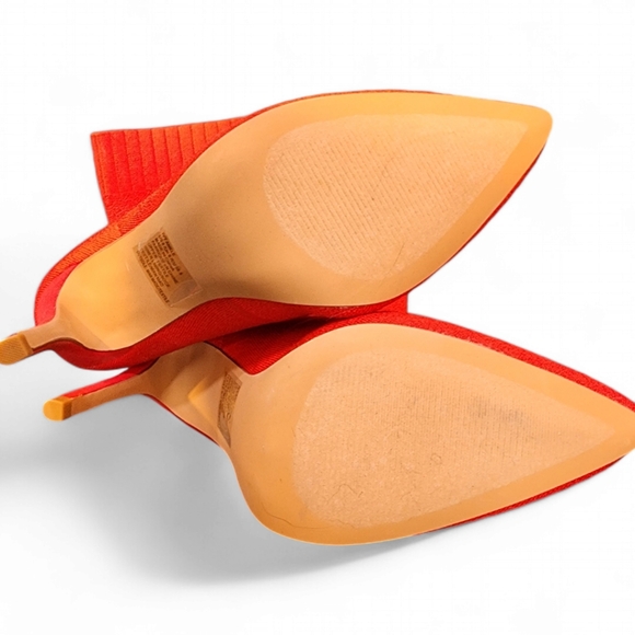 JustFab Ivy Active Knit Stilleto Bootie Red 4" heel pointed toe size 8 - Picture 6 of 8